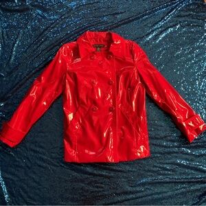 Red PVC Pea Coat